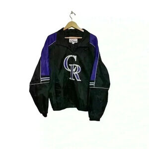 Colorado Rockies Men's Majestic Authentic Jacket Full Zip‎ Black Purple Size XL